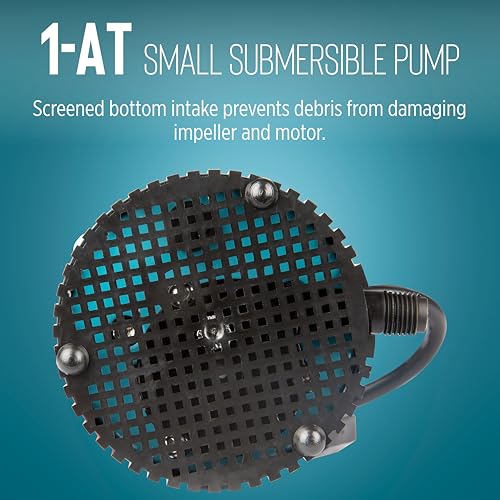Image of Little Giant 1-AT 115-Volt, 1 /200 HP, 170 GPH Small Submersible Permanently Oiled Pump for Fountains, Water Displays and Air Conditioners, 10-Foot Cord, Blue, 500286