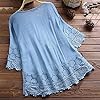 FOCLMP Women Cotton Linen Embroidered Tops Loose F... #2