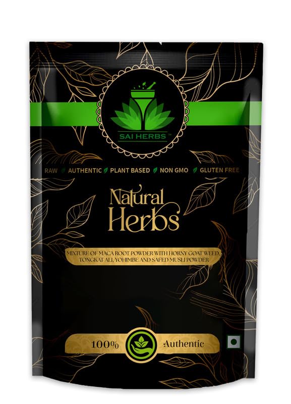 Image of Herbal Blend Powder for Maca Root, Horny Goat Weed, Sea Moss, Tongkat Ali & Yohimbe | Longjack | Pure & Natural | 100g