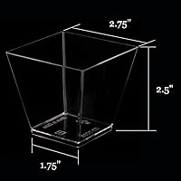 Vista 3 de Tosnail Paquete de 80 vasos cuadrados de plástico transparente para postres de 7 onzas con 100 cucharas