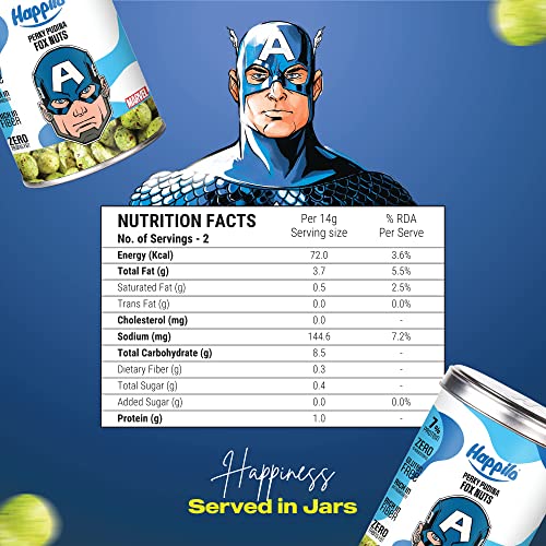 Image of Happilo Marvel Captain America Edition Perky Pudina Fox Nut 30g, 7% Protein, Healthy Snack Rich in Fiber, Zero Cholesterol