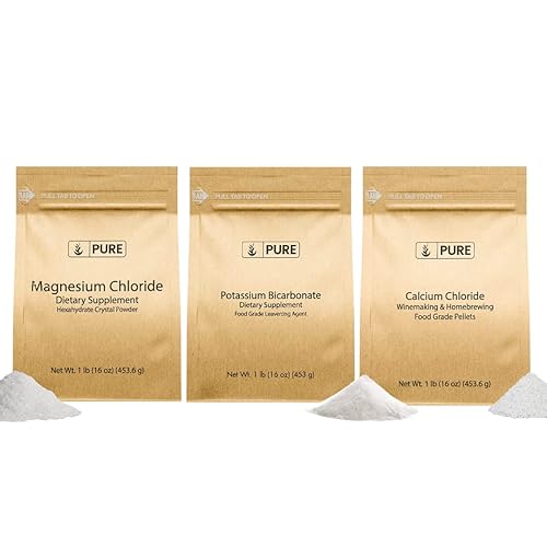 Pure Original Ingredients Potassium Bicarbonate, Calcium Chloride, & Magnesium Chloride Bundle, (1lb) Food Safe, Cleaning & Cooking