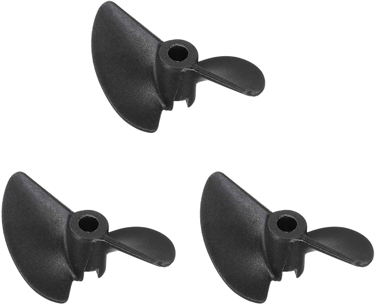 MECCANIXITY 3pcs RC Boat Propeller, 2 Blades Propellers 3.17mm Hole Dia 30mm OD 1.4mm Pitch CCW Clockwise Rotating Drill Propeller for RC Boat, DIY Ship Model, Black