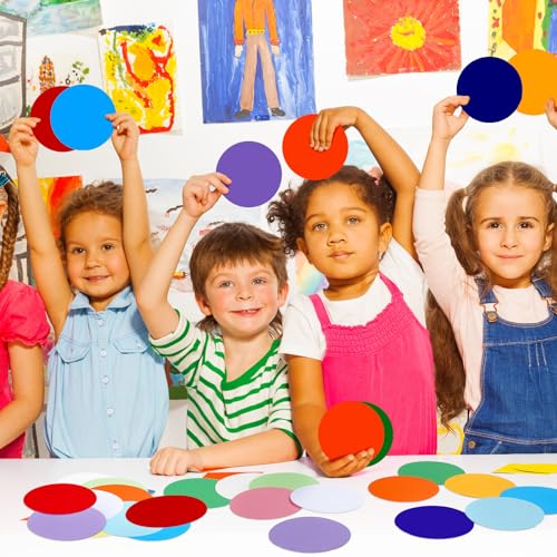 Image of Kisston 360 Pcs Round Cutouts Paper 3.9 Inch Assorted Color Die Cuts for DIY Craft Projects School Classroom Bulletin Board Decor