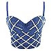 Produktbild Damen Sexy Denim Strass Bustier Crop Top Club Party Korsett Top BH, denim-blau, X-Large
