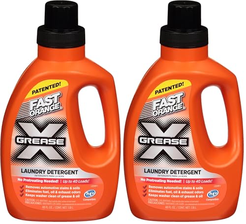 Fast Orange 22340 Laundry Detergent For Oil, Grease, Automotive Stains And Odors, Eliminates Fuel, Oil, Exhaust Stains 40 fl. Oz (Pack of 2)