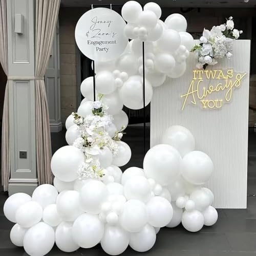 Image of White Balloons 50 pcs 12 Inch Matte White Latex Balloons for Wedding Bridal Engagement Baby Shower Gender Reveal Easter Anniversary Birthday Christmas Party Decorations