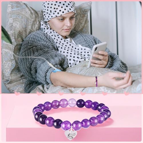 Breast Cancer Care Gifts for Women Get Well Soon Gifts Encouragement Healing Gifts Comfort Cancer Survivor Gifts Patients After Surgery Gifts Chemo Purple Crystal Bracelet Inspirational3