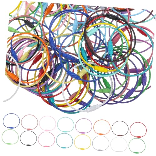 Porte-clés en fil d'acier inoxydable multicolore avec câble résistant