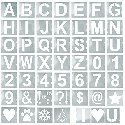 NouveLife 46 Pcs Lettre Pochoirs Symbole Chiffres Pochoirs Artisanaux, Modèles D'alphabet Réutilisables Kit De Pochoirs Verrouillables Pour La Peinture Sur, Projets D'art DIY (4 pouces) Cover
