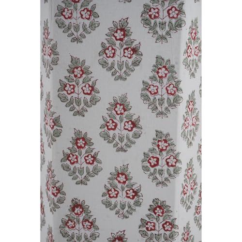 Image of Floral Hand Block Printed 3.3 Gallon Decorative Waste Basket - Eco-Friendly Cardboard Trash Can, Plastic-Free & Sustainable, Perfect for Christmas and Housewarming Gifts (1, White Botti flowar)