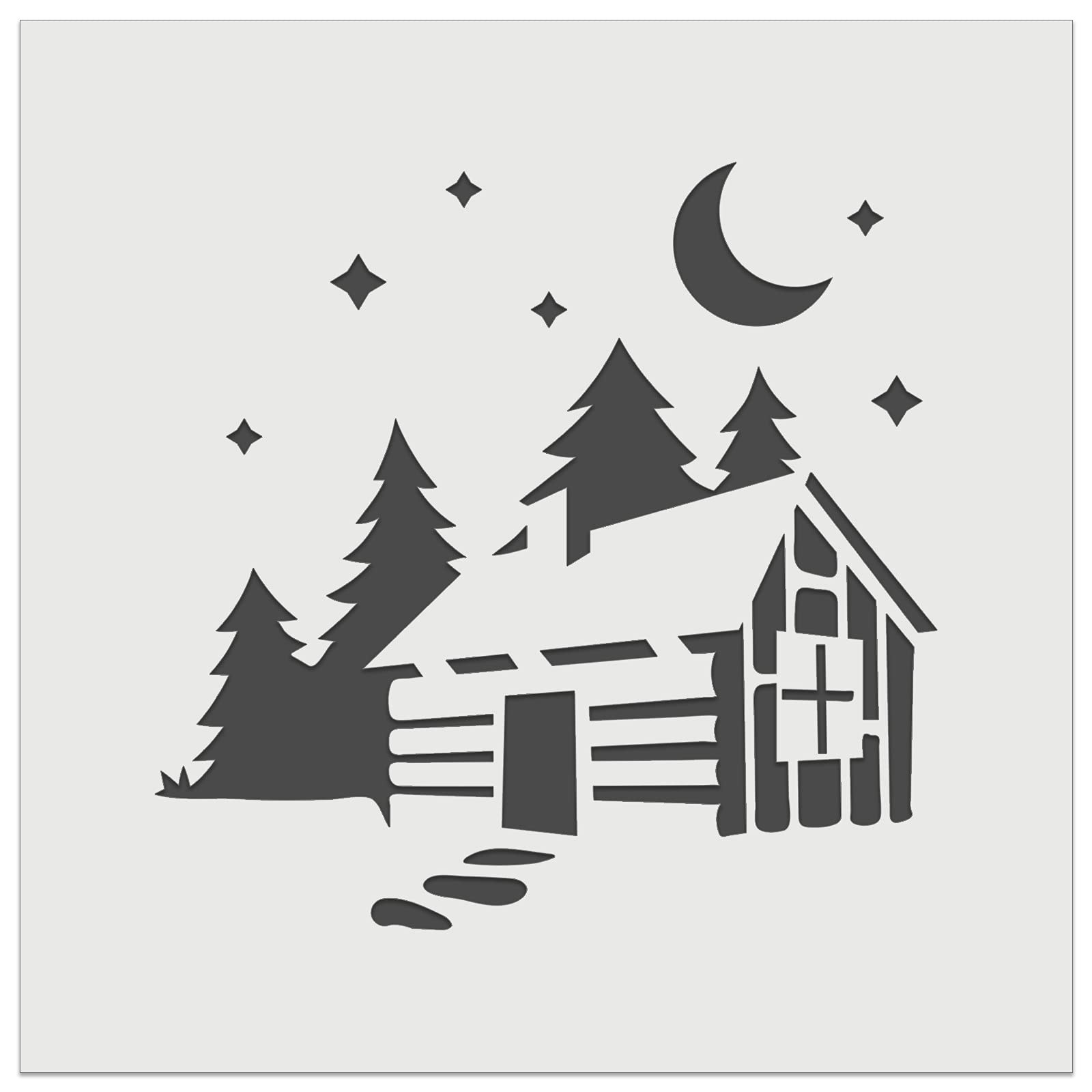 amazon-com-cozy-log-cabin-outdoors-trees-woods-wall-cookie-diy-craft-reusable-stencil-3-5-inch-arts-crafts-sewing