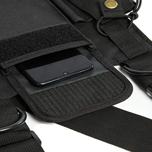 Image of Radio Shoulder Holster Chest Harness Holder Vest Rig for Two Way Radio Chest Front Pack Pouch Walkie Talkie Case with Front Pouches for Kenwood Arcshell Retevis Baofeng UV-5R F8HP UV-82 888S (Black)
