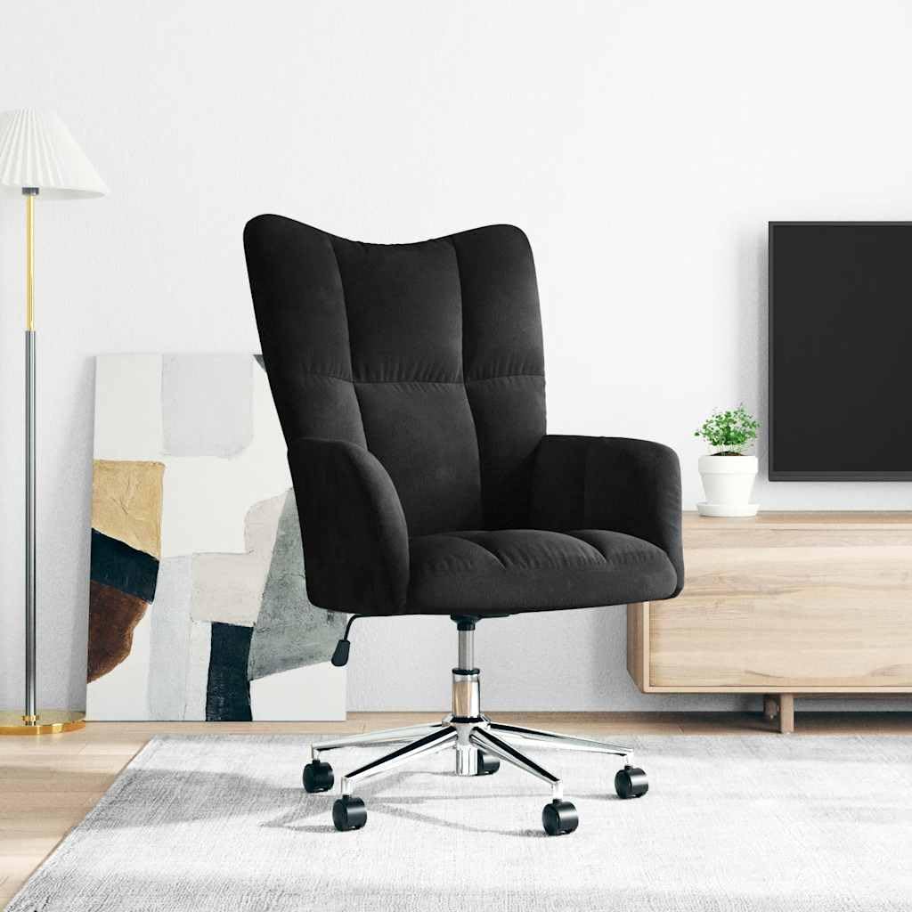 vidaXL Relaxsessel mit Rollen Drehbar Höhenverstellbar Fernsehsessel Polstersessel Polsterstuhl Relaxstuhl Sessel Ohrensessel Wohnzimmer Schwarz Samt