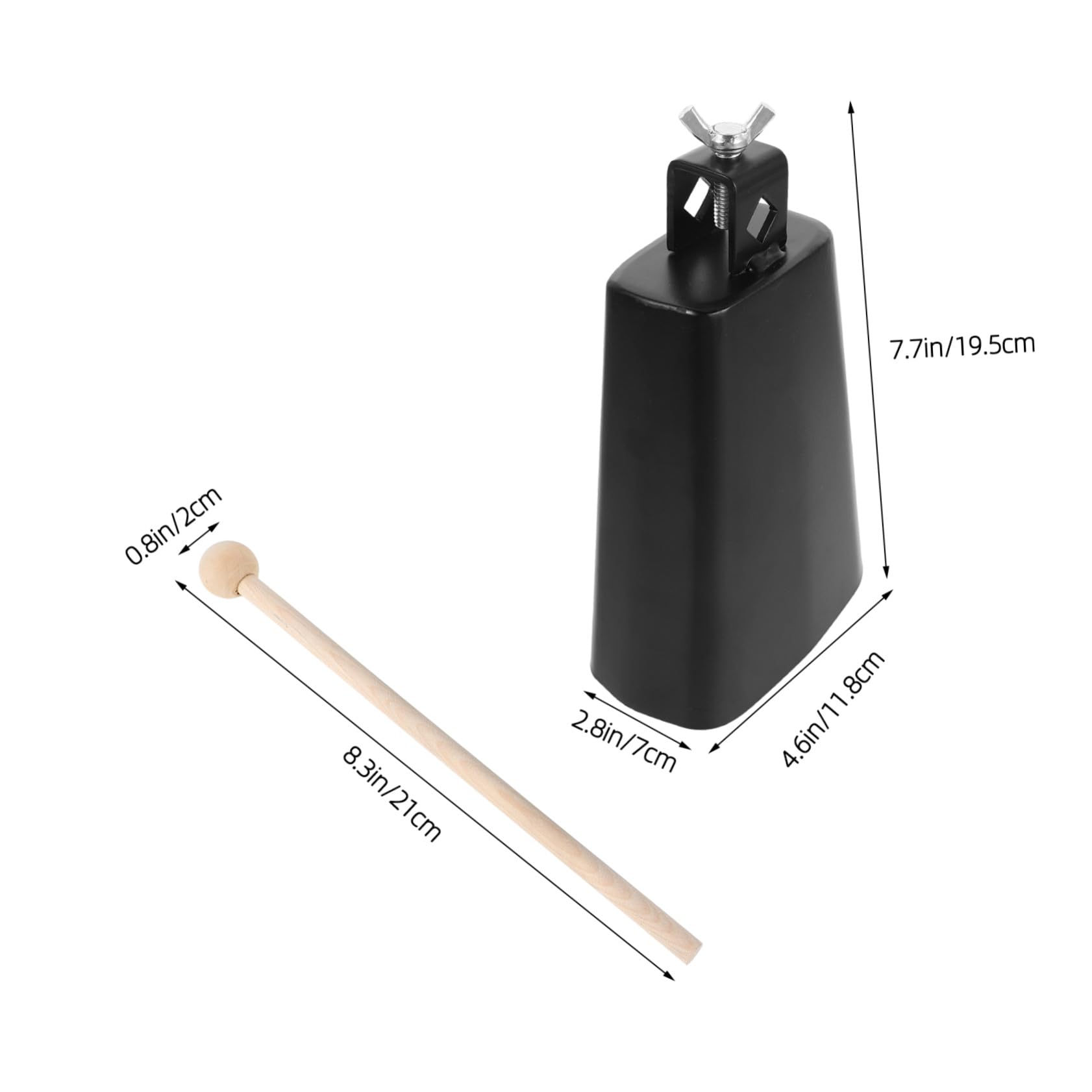Conjunto de Cencerro Metálico de 6 Pulgadas con Soporte y Abrazadera | Montaje de Precisión para Bombo, 1 Juego, Compatible con Varios Tamaños, Uso en Actuaciones y Eventos al Aire Libre