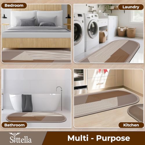 Image of SITTELLA Rubber Kitchen Mats Set of 2, Anti-Skid Kitchen Mats, Water Absorbent Rug, Carpets, Floor Mat for Home and Kitchen (120x40cm & 40x60cm) Beige, Rectangular