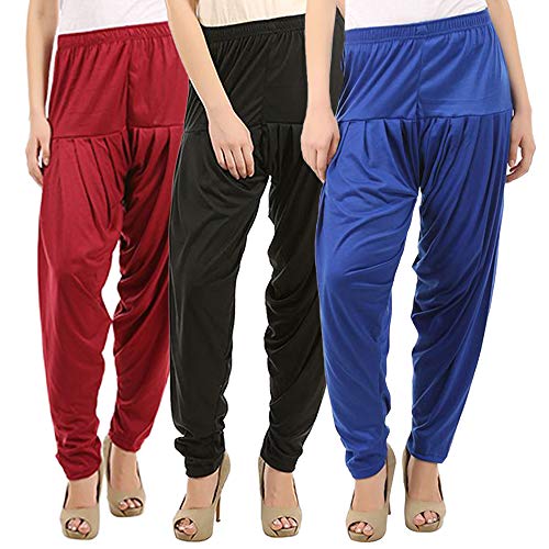 Image of Buy That Trendz Patiala for Women Pack of 3 Viscose Dhoti Patiyala Salwar Harem Bottoms Pants for Womens