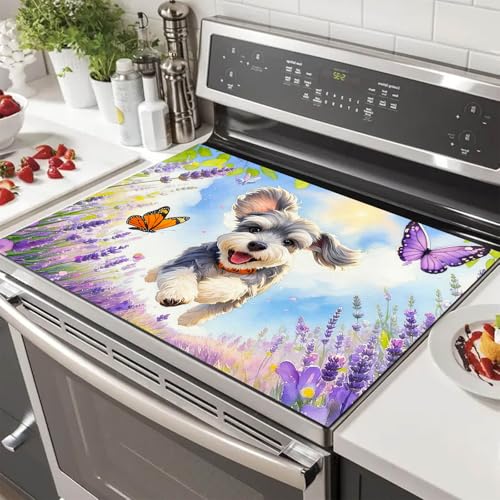 Image of HOMETITUTE Spring Stove Top Cover 28x20 Puppy Butterfly Heat Resistant