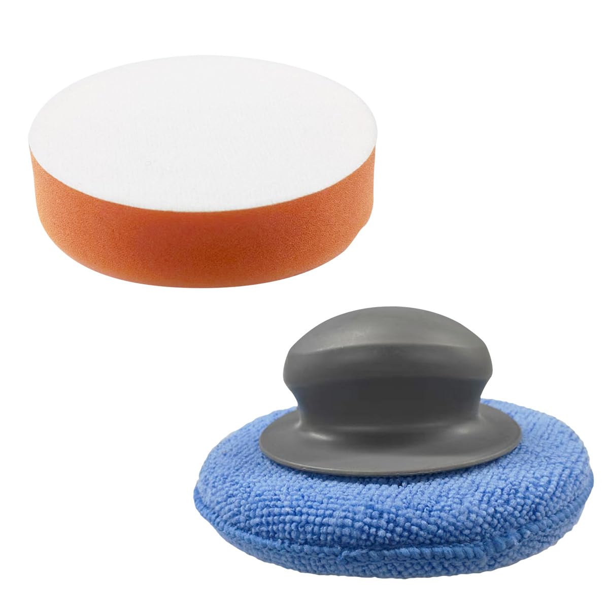 YoRise 2PCS Car Wax Applicator Pad, Microfiber Buffing &amp; Polishing Pad, Car Detailing Sponge Pads with Grip Handle, Soft Foam Buffing Pads, Universal Vehicle Cleaning Kit (Sponge)