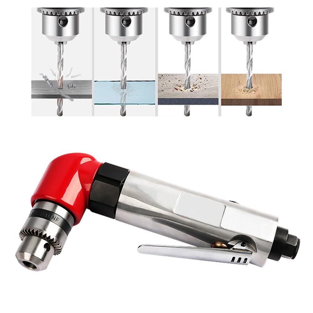Perceuse pneumatique légère à angle droit avec mandrin de 1,5 à 10 mm, outil pneumatique 1800 tr/min pour percer dans des espaces restreints, 90 PSI