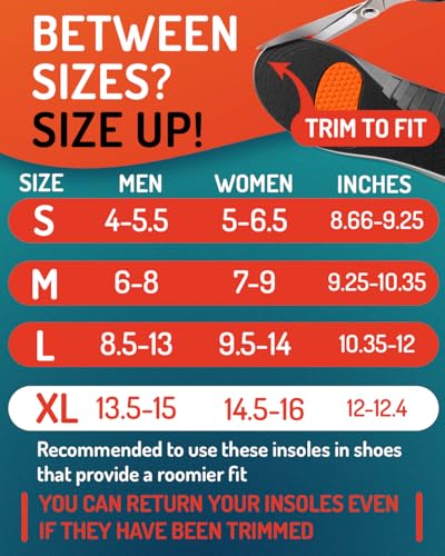 Image of 2 Packs of Sport Shock Absorbing Insoles - Basketball Athletic Shoe Cushioning Inserts Men Women - Ideal for Active Sports Running Training - Neutral Arch for Sneakers Shoes, XL