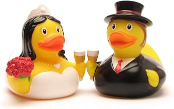 Duckshop I Bath Ducks Bride and Groom I Squeaky Ducks I L: 8 cm – Includes Squeaky Ducks Keyring in Set I Gift Wedding I Present Collector