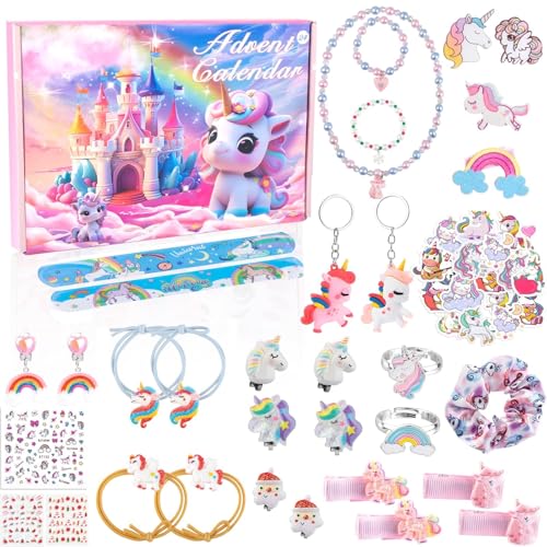 Calendario Avvento Unicorno 2025 – 24 Unicorni Da Dipingere, 18 Colori, 6 Pennelli, Adesivi Floreali – Natale Fai Da Te Per Bambine