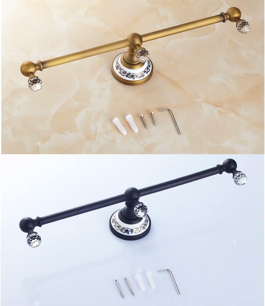 タオルレール アンティーク シングルバー ヨーロピアンスタイル バスルーム タオルラック ブラック タオルバー フル銅 バスルーム