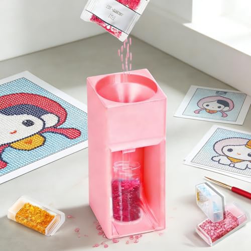 Image of Diamond Painting Organizer - Drill Funnel for Round Containers, Portable Art Funnel for Easy Transfer, Accessories (Pink)