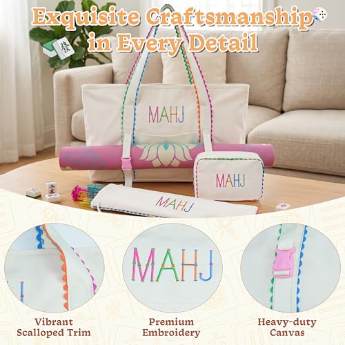 Set 3 Piezas Bolsa Mahjong para Fichas Americanas miniatura 6