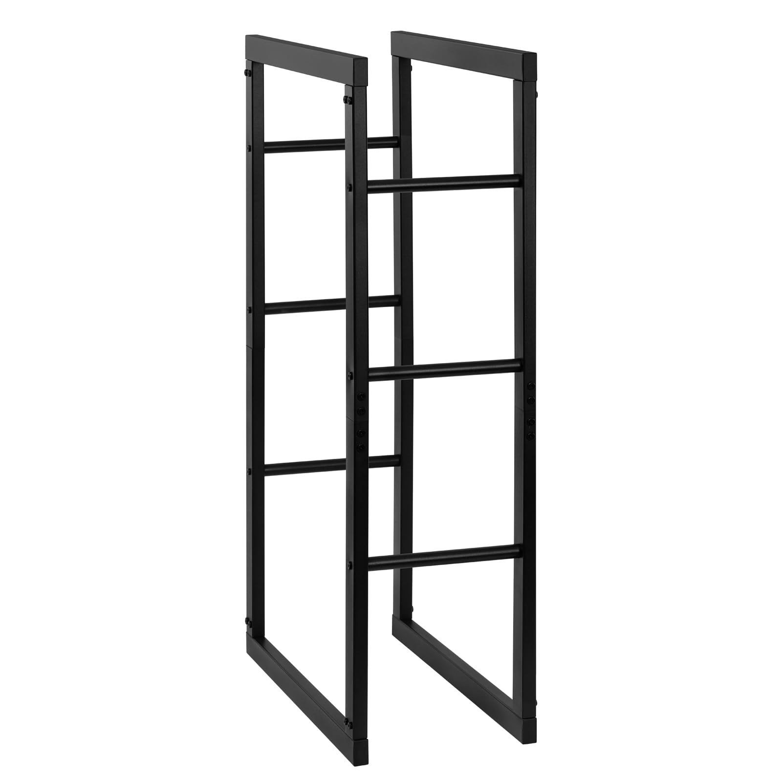 Laneetal Soporte para Leña, 60x25x100 cm, Estante para Leña de Chimenea, Leñero Interior y Exterior de Metal, Estanteria de Almacenamiento de Madera, Negro