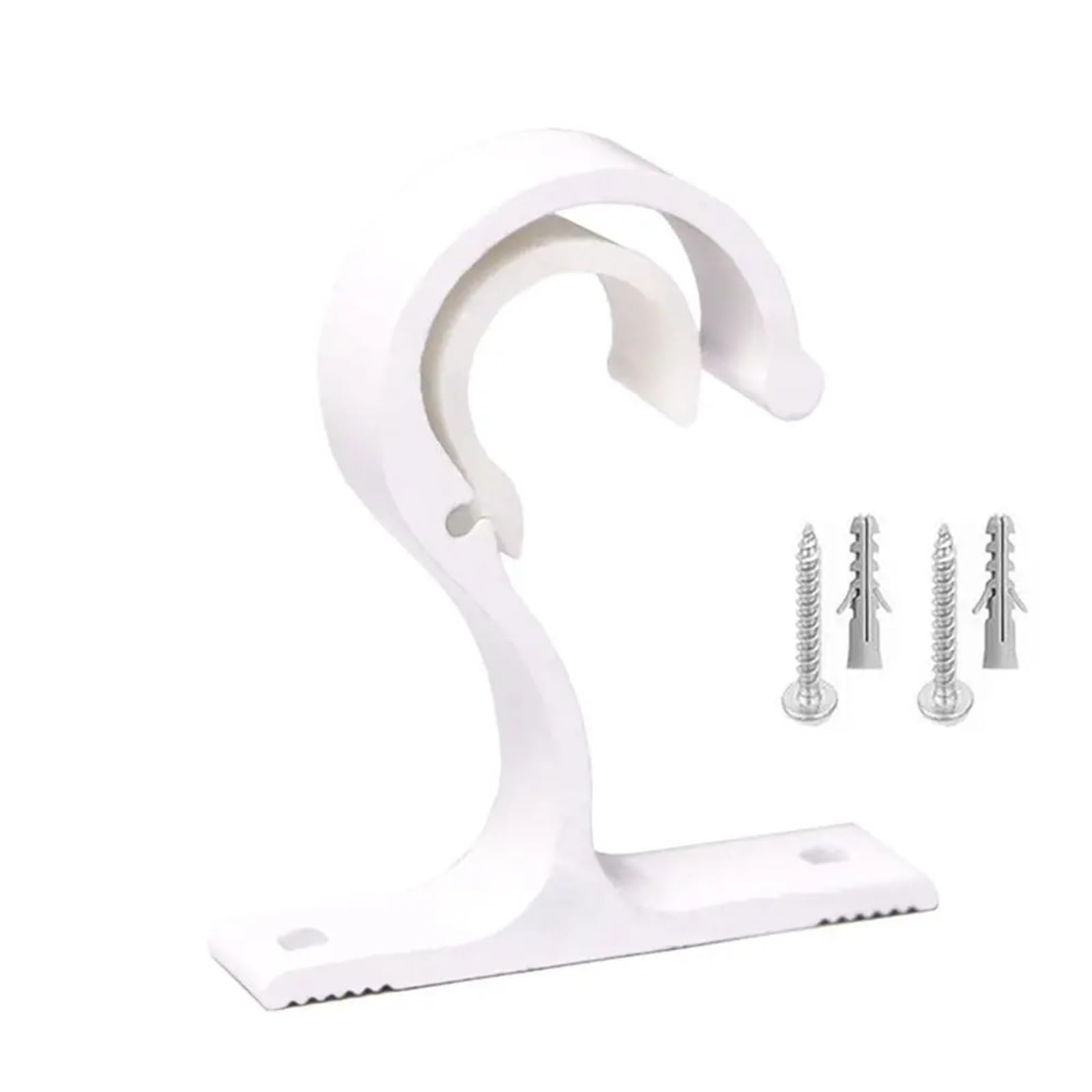 Gbrcen Curtain Rod Brackets 6Pcs Home Ceiling Curtain Rod Brackets Wall-Mounted Aluminum Alloy Rod Installation Hook Thickening Crossbar Fixing Clip(White)
