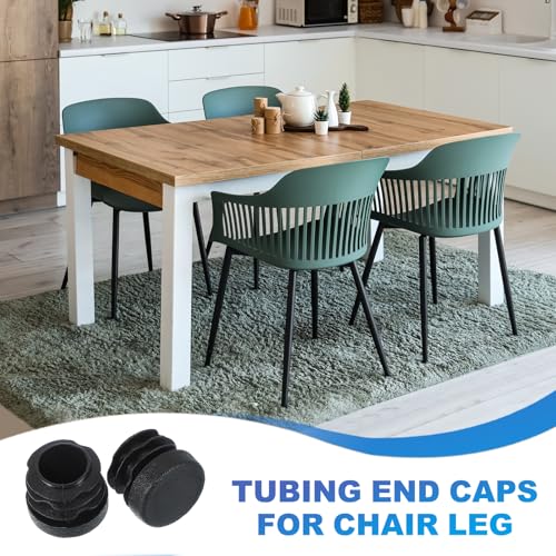 Image of PATIKIL 3 /4 Inch Plastic Tubing End Caps, 20 Pcs Round Hole Plug Insert for Round Iron Pipe Chair Leg Table Bookshelves Patio Furniture, Black