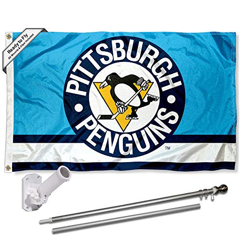 WinCraft Pittsburgh Penguins Vintage Retro Flag Pole and Bracket Set