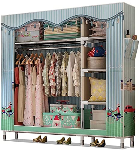 OGMOYT Portable Wardrobe Cloth Wardrobe Wardrobe Bedroom Assembled Simple Cloth Cloth Art All-Steel Frame Clothes Hanging Thick Cloth Cabinet Storage,a Portable Cloth Hanger (A)
