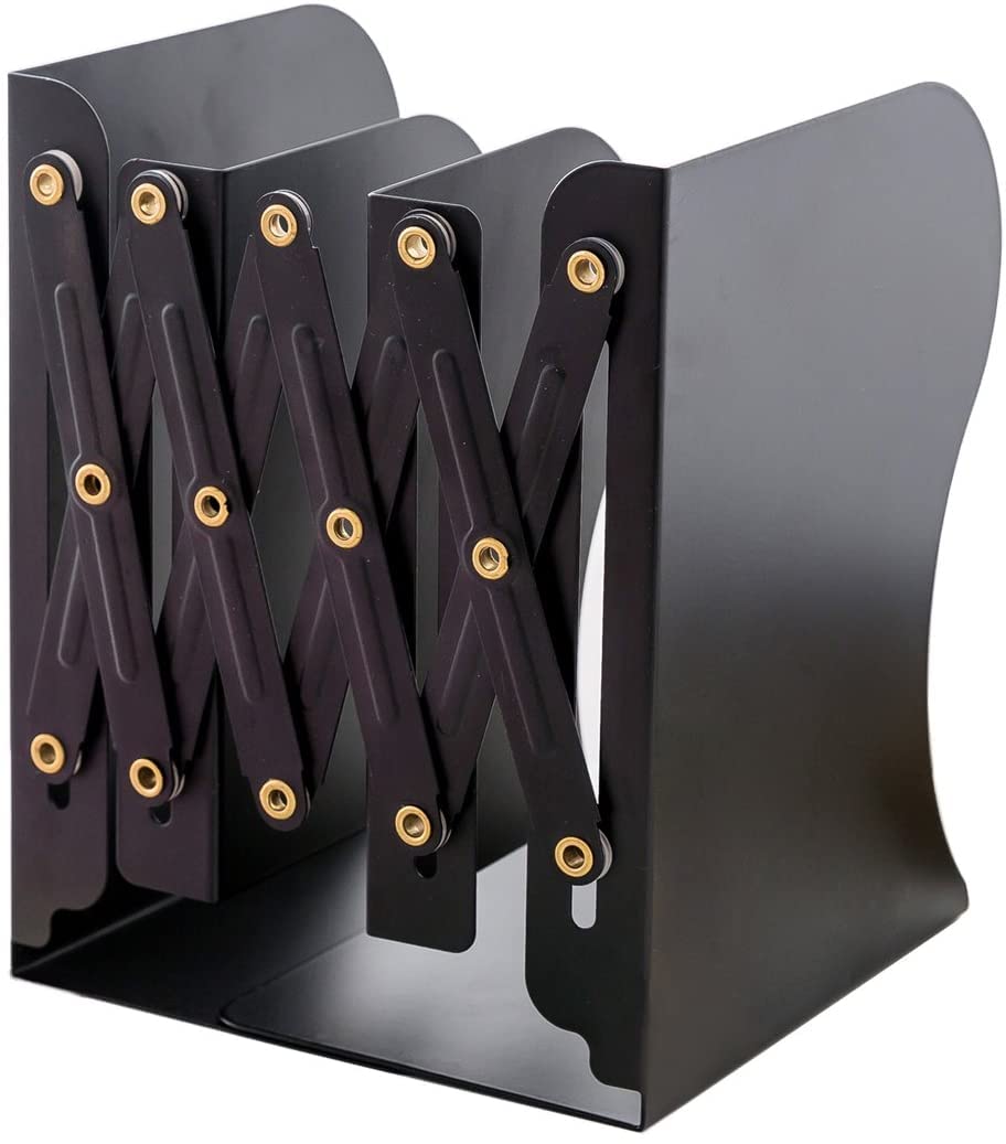 Volo Multipurpose Expandable Bookcase Desktop Bookend/Book Stand, Office Book Organizer Box (Color: Black), Steel