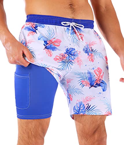 Mens Swim Trunks with Compression Liner 7
