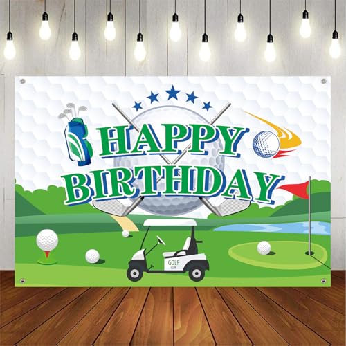 Obussgar Golf Party Decorations, Golf Birthday Party Backdrop Supplies, Golf Happy Birthday Backdrop for Birthday Party Decoration