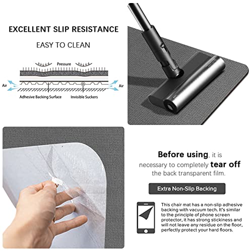 Office Hardwood Floor Chair Mat - Computer Chair Mat For Hardwood Floors, Pad For Hardwood And Tile Floors, Large Anti-Slip Home Desk Chair Mat, Easy Clean, Not For Carpets, 55" X 63" Dark Grey #TOP1