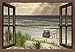 Produktbild Artland Qualitätsbilder I Wandtattoo Wandsticker Wandaufkleber 130 x 90 cm Landschaften Strand Deutschland Foto Creme C3JJ Fensterblick Schwarzer Busch Insel Poel