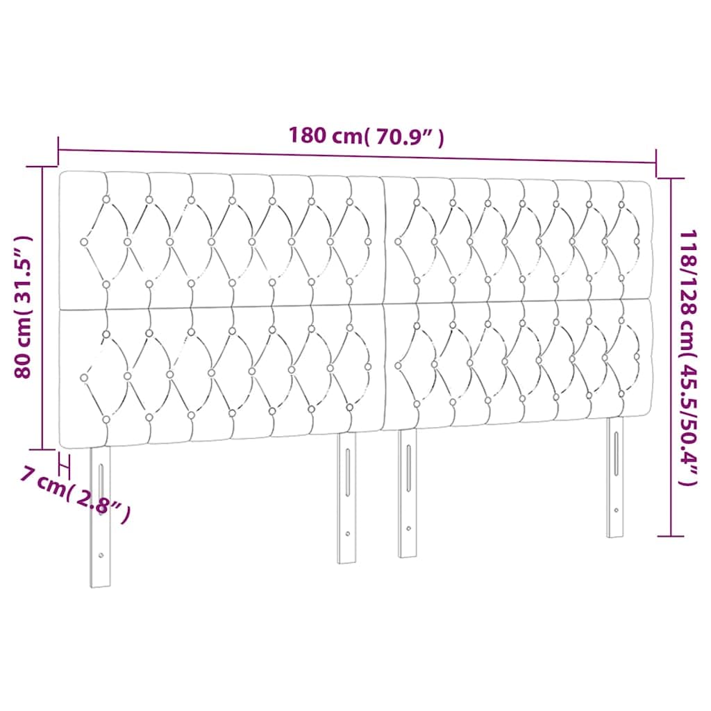Cabecero de cama LED azul oscuro, 180 x 7 x 118/128 cm, terciopelo, altura regulable, tiras LED recortables, diseño moderno y cómodo respaldo para dormitorio juvenil