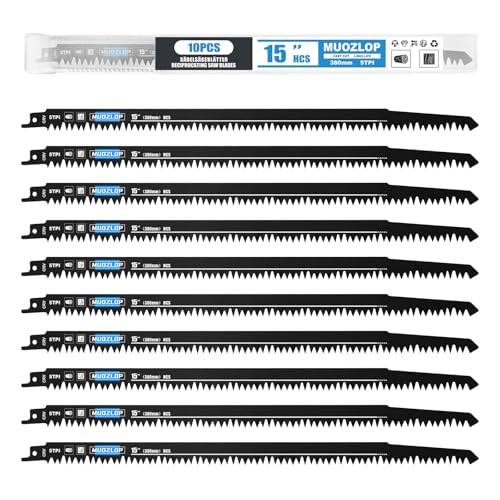 Image of 10 Pack 15 inch Reciprocating Saw Blades Set, 5TPI High Carbon Saw Blades, Saw Blades with Organizer Case (10, 5T /380mm)