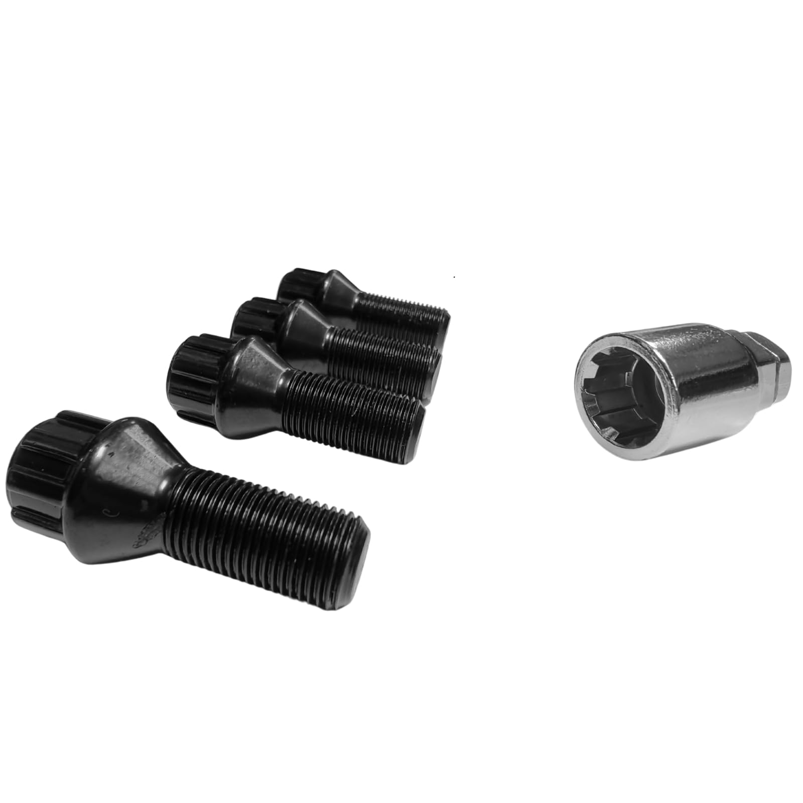 Blokada do felg M14 x 1,25 x 27 mm, taśma stożkowa 60°, kompatybilna z Alpina BMW Mini Rolls-Royce Toyota, 4 x czarne zamki do felg, zabezpieczenia kół, zabezpieczenie felg, ochrona przed kradzieżą