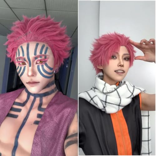 Image of LABEAUTE Unsex Cosplay Wig for Men Woman for Short Straight Cosplay Wig with Bangs for Anime Heat Resistant Hair for Party and Halloween (Short Pink Wig)