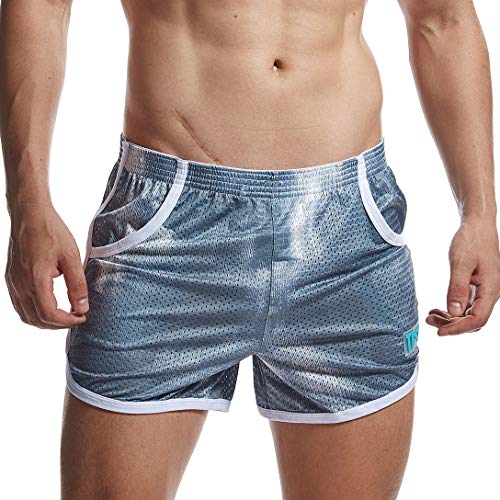 AIMPACT Mens Casual Short Pants Short Shorts Gym Workout Running Squating Shorts with Pocket(GreyM(XL))