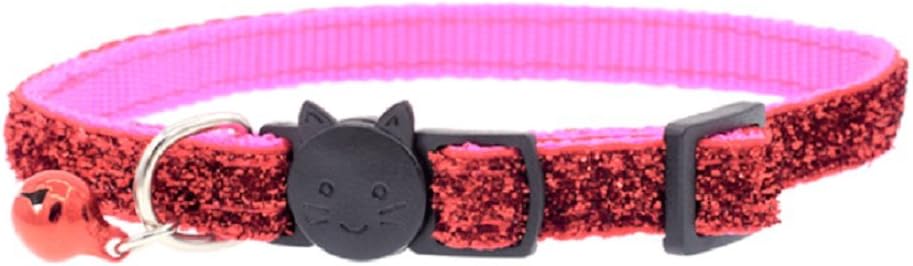ZACAL Glitter Cat Collars With Bell & Quick Release Safety Buckle, Adjustable and Suitable For All Domestic Cats & Larger Kittens (PINK)