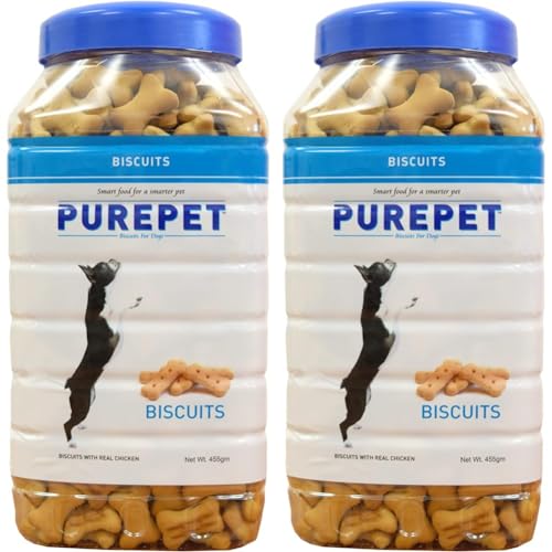 Image of PUREPET Dog Treat Biscuits, Milk Flavour 455G Pack (Pack of 2), All Life Stages