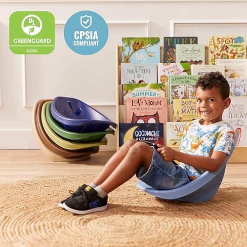 Image of ECR4Kids Plastic Leaf Scoop Floor Rocker Seat, Classroom Furniture, Earthtone, 6-Piece