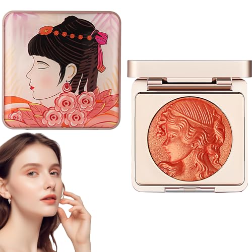 Diyxisk Blush Poudre Orange, 6g, en Relief Maquillage, Poids Léger Fard à Joue, Éclat Naturel, Waterproof, Longue Durée (Orange)