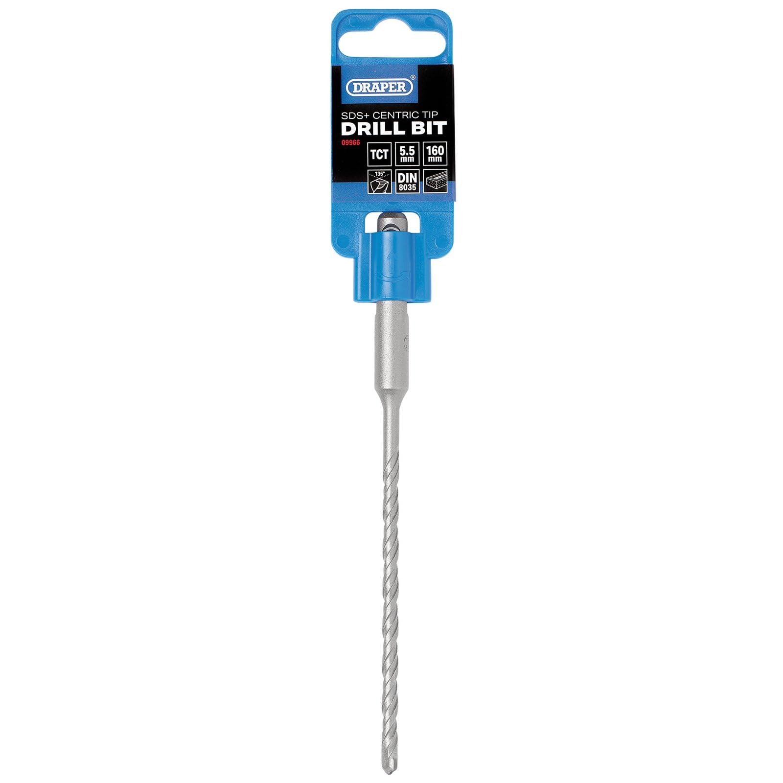 Draper SDS Plus Centric Tip Drill Bit, 5.5 x 160mm, 09966, Tungsten Carbide Tip, Double Flute, for Concrete Masonry, Brick - Image 2